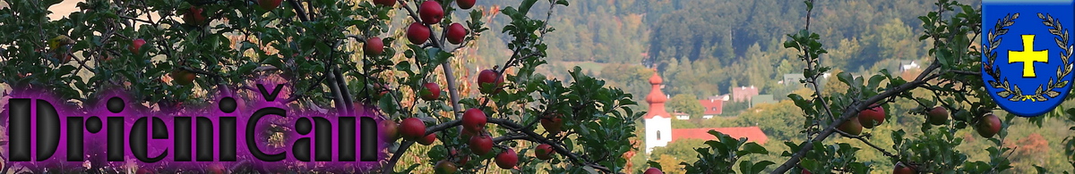 Logo č.63 , Pohľad z Markovni na cerkov cez červené jablká...