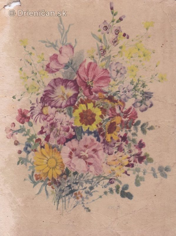 Pohľadnica, kvety 27.8.1954